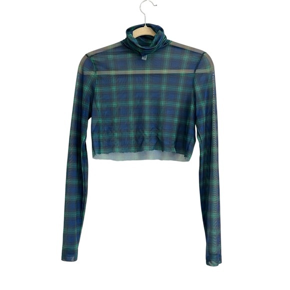 & Other Stories Tops - & Other Stories Plaid Sheer Cropped Long Sleeve Top Size 4